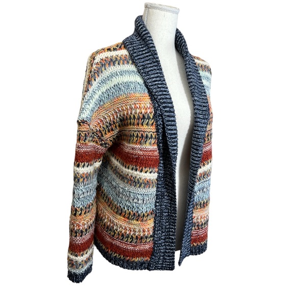 Knitted & Knotted Anthro beautiful multicolor open front sweater cardigan small - Picture 3 of 11